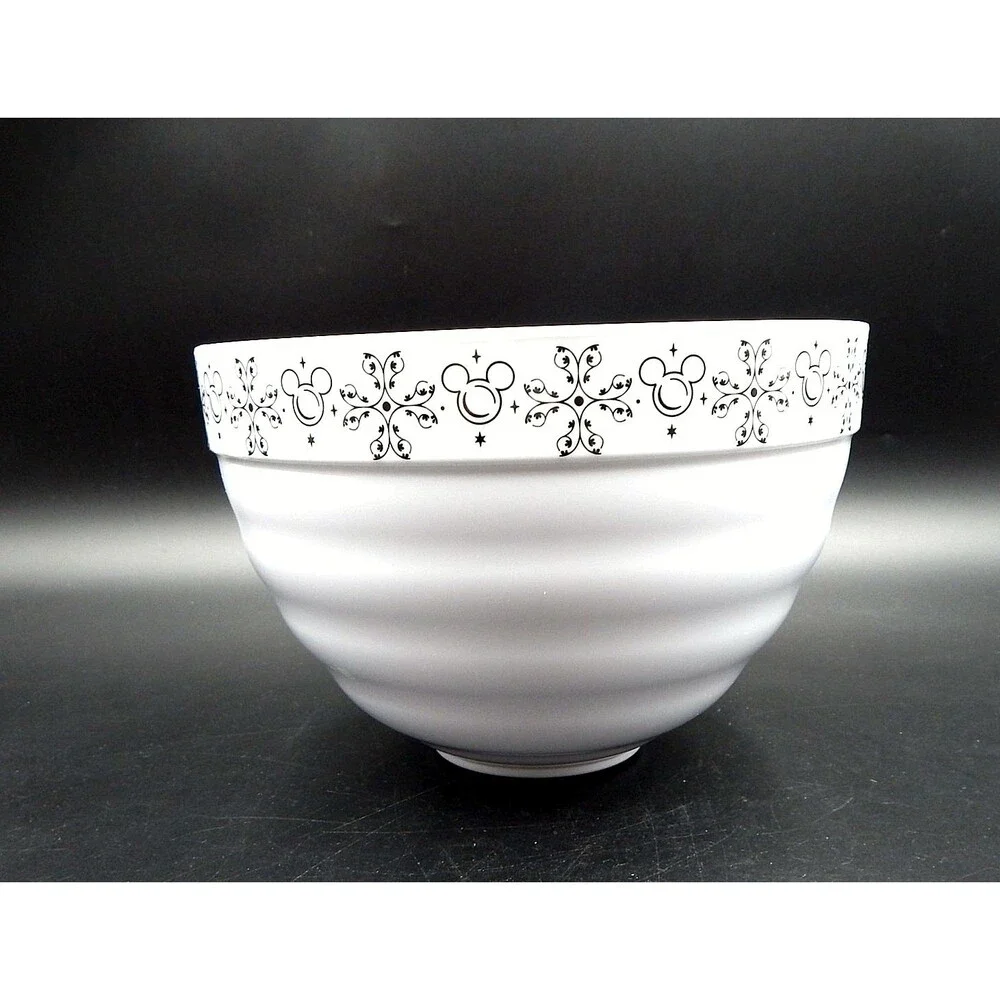 Disney Parks Mickey Melamine Serving Mixing Bowl White Red Interior 8-1/4 Inch